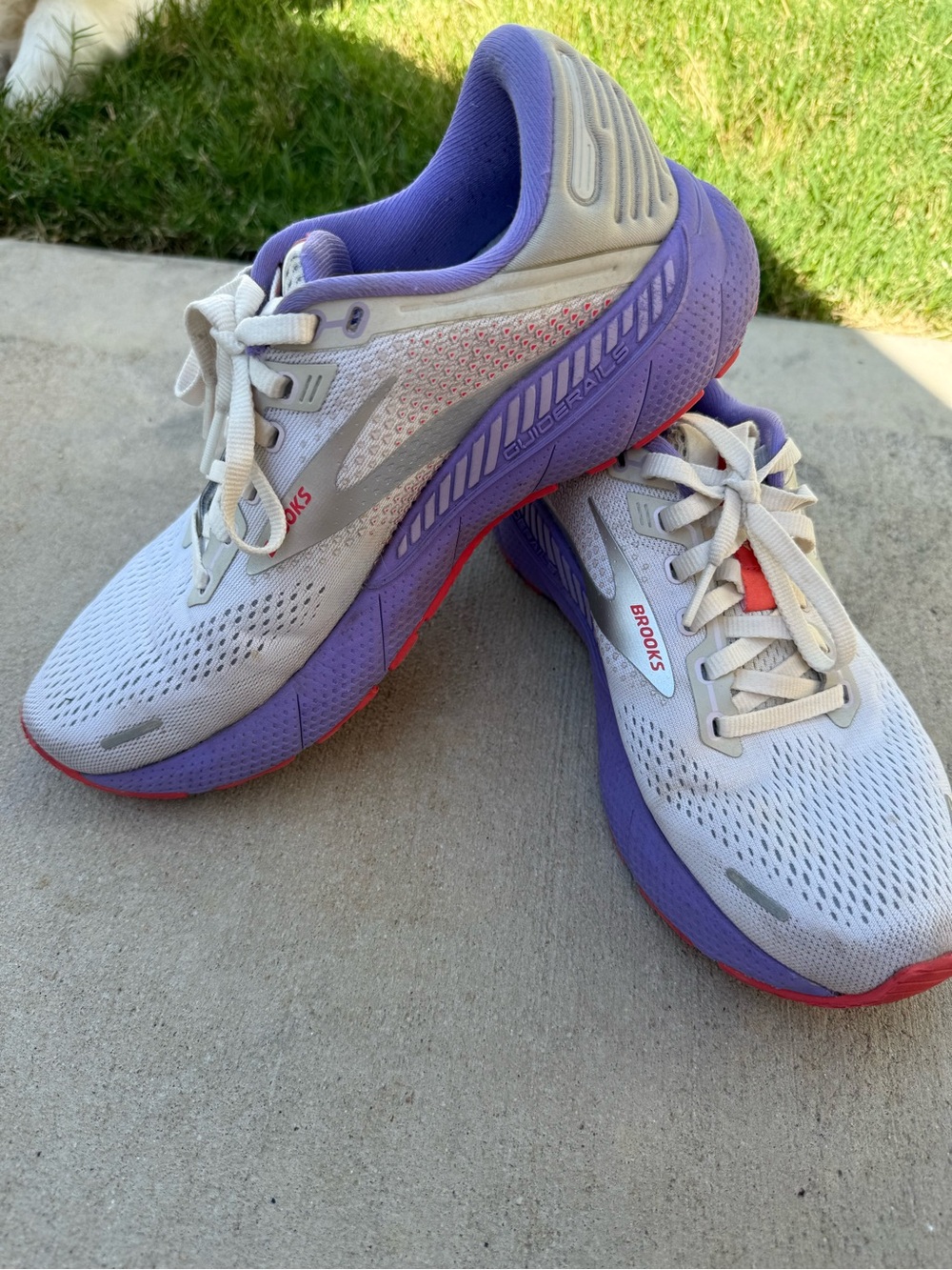 Brooks Women's Running Shoes in White and Purple with Pink Accents